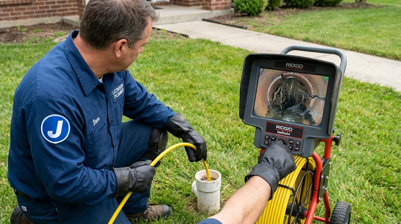 Sewer camera inspection being performed by Johns Plumbing LLC in Graniteville